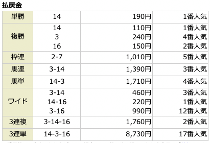 アーニングインデックス有料1レース目中山3R結果