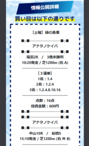 アナタノ競馬2024年4月6日福島2R有料情報