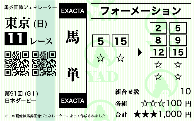 馬単フォーメーション2-6