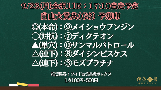 白山大賞典2024予想