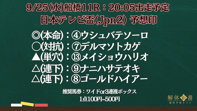 日本テレビ盃2024予想