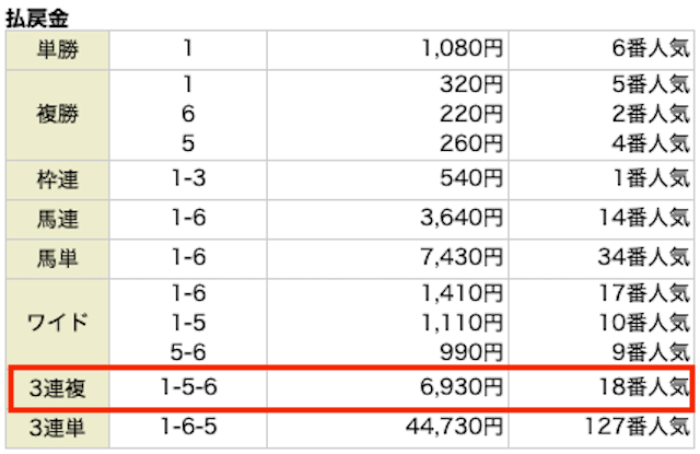 うああど2024年8月18日中京11R払い戻し