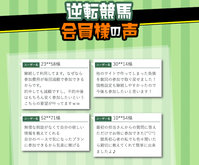 逆転競馬に投稿されている口コミ