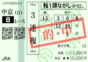 競馬トライアンフ2025年1月12日中京8R3連複的中馬券